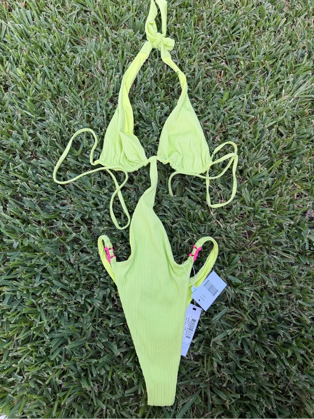 Frankies Bikinis April Plissé Monokini Kiwi One Piece NWT Large $190